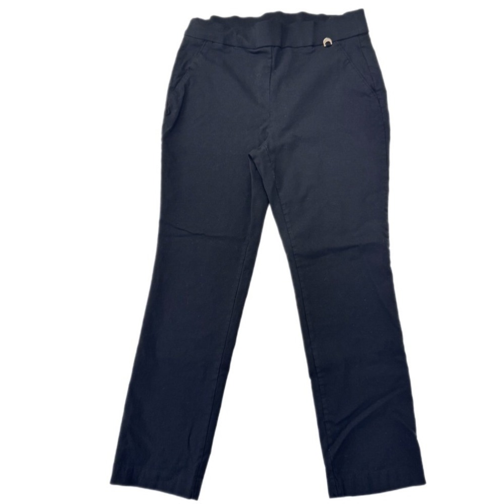Raffaella Women's Black Ankle Straight Leg Pull-On Pants‎ Stretch Size 10